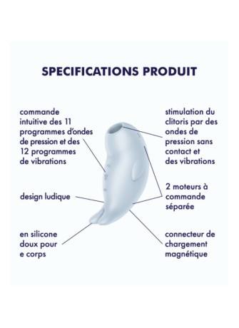 Stimulateur de clitoris vibration et air pulsé USB bleu Seal You Soon Satisfyer - CC597851